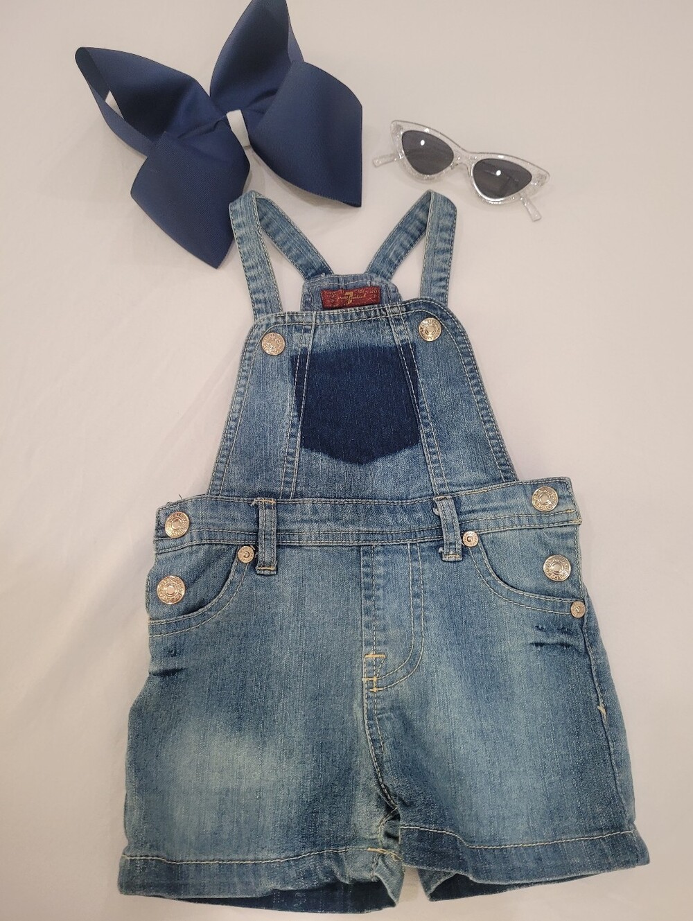 7 For All Mankind Baby Denim Overall Shorts